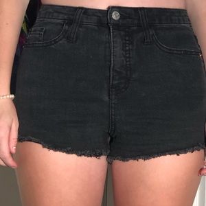 black jean shorts